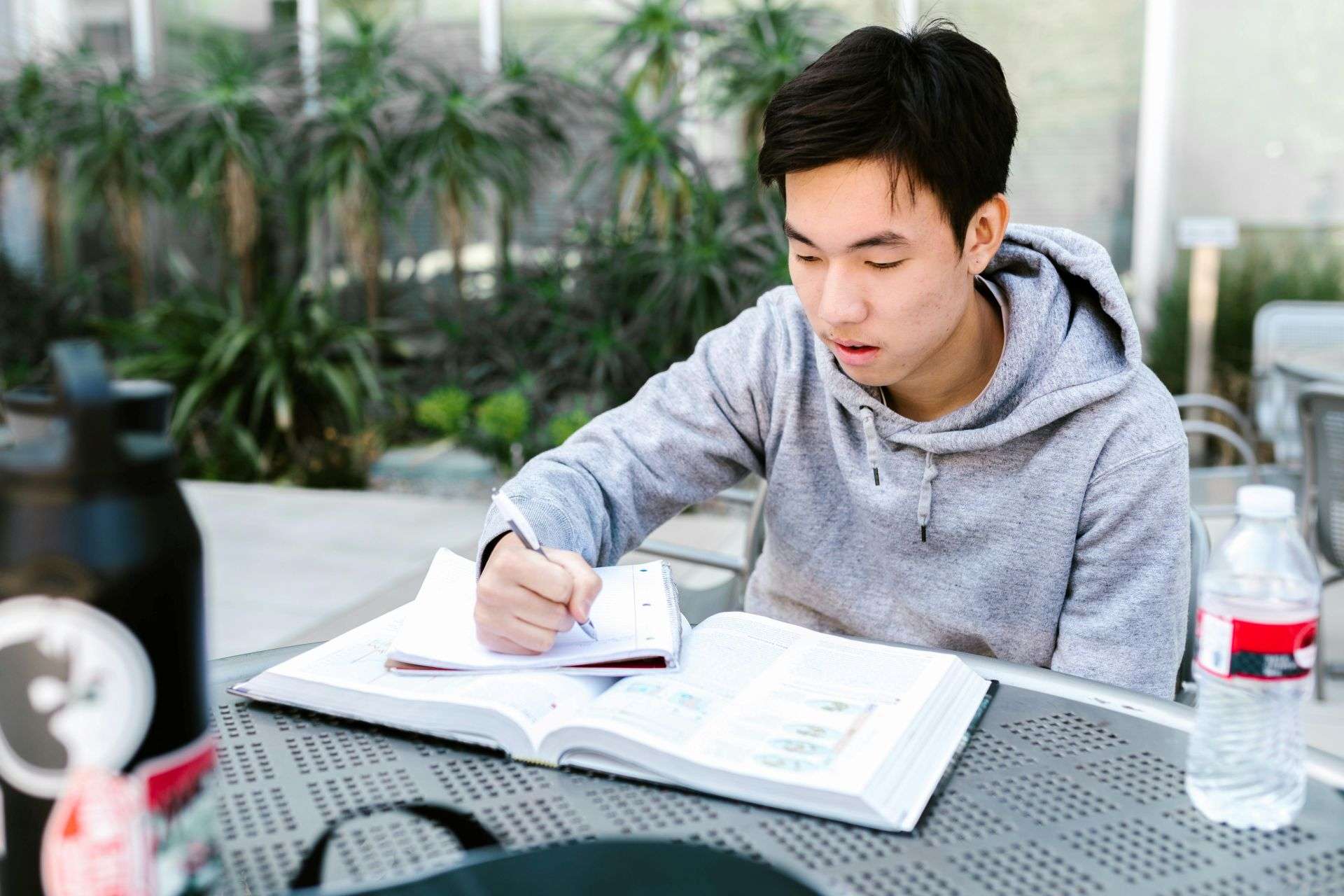 student reading a book