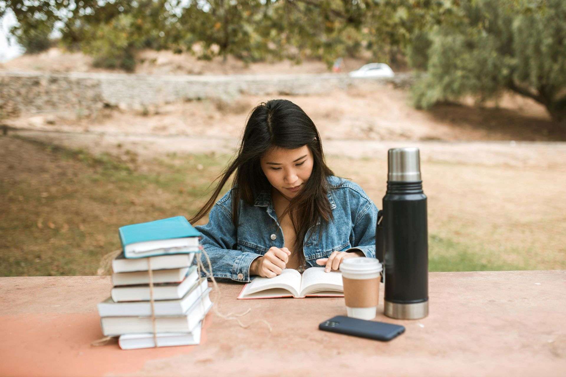 student reading
