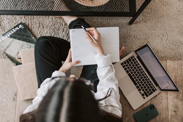 top-view-woman-writing