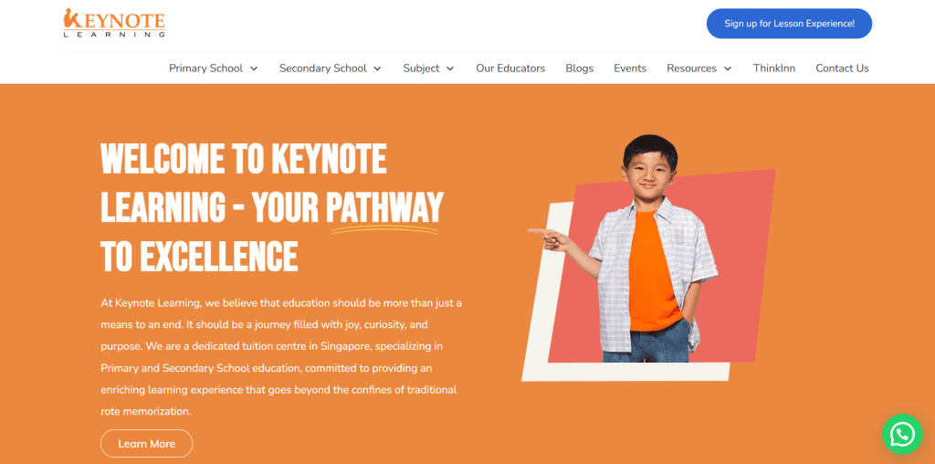 keynote learning website homepage