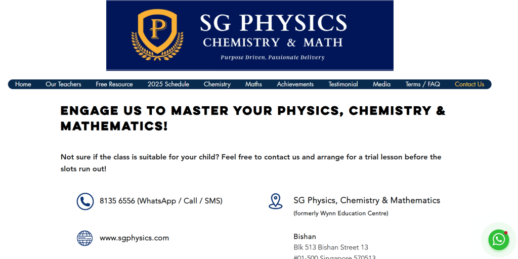sg physics website homepage