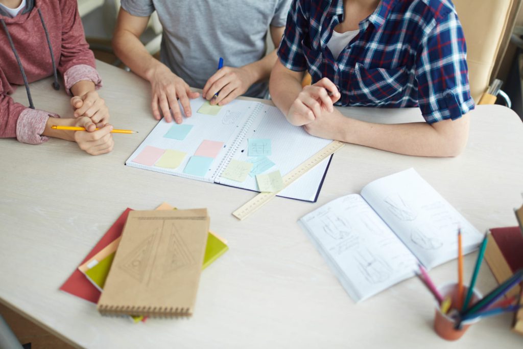 Students doing an assignment together.